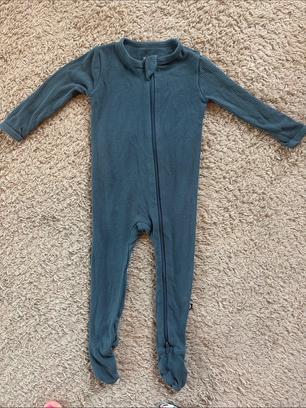 Kyte BABY Bamboo Baltic Blue Ribbed Footie. EUC. Size: 6-12 mos. Unisex.
